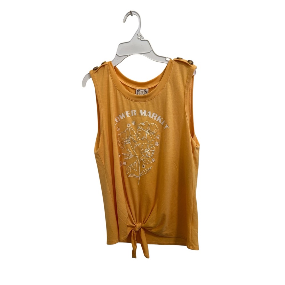 True Self Orange Sleeveless Top with Floral Print- NWT